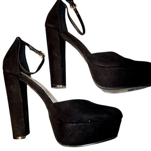 Just Fab 10 Black Platform Women's Sandal Shoe 5 Inch High Heel - Picture 4 of 7